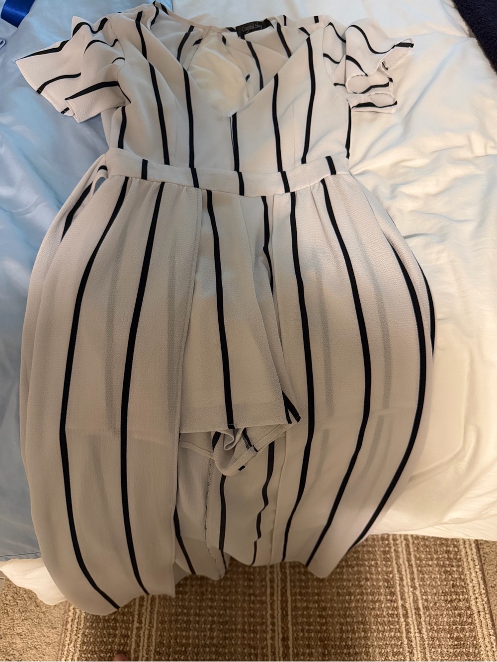 Striped White & Black Jumpsuit
